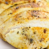 chicken breast sliced into pieces.