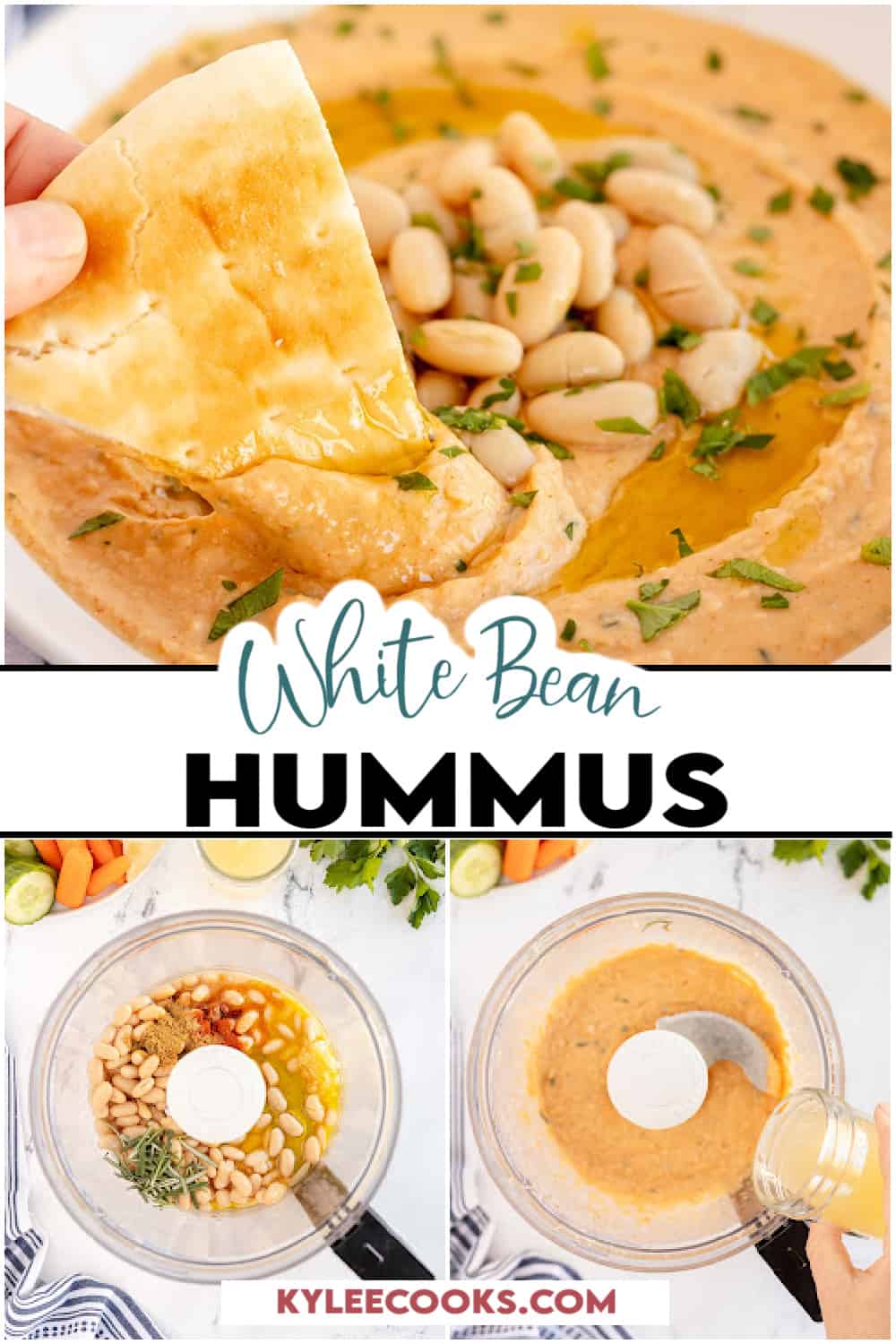 white bean hummus collage.