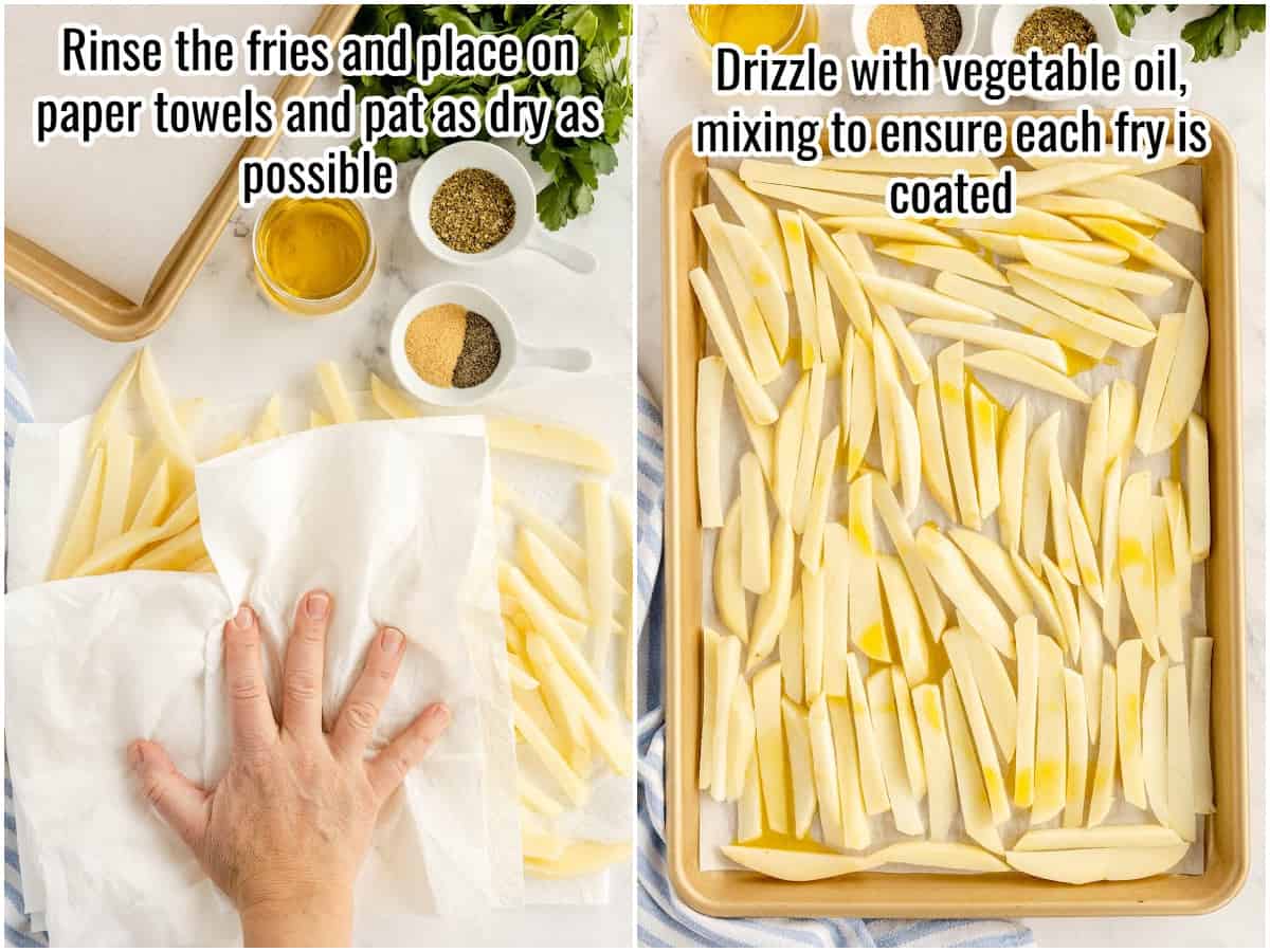 step by step showing the process of prepping fries from fresh potatoes.