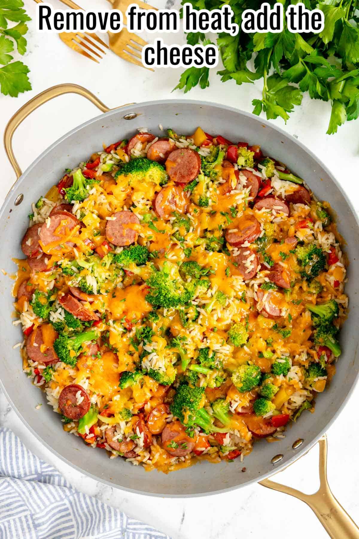 sausage and rice skillet, fully cooked and ready to serve.