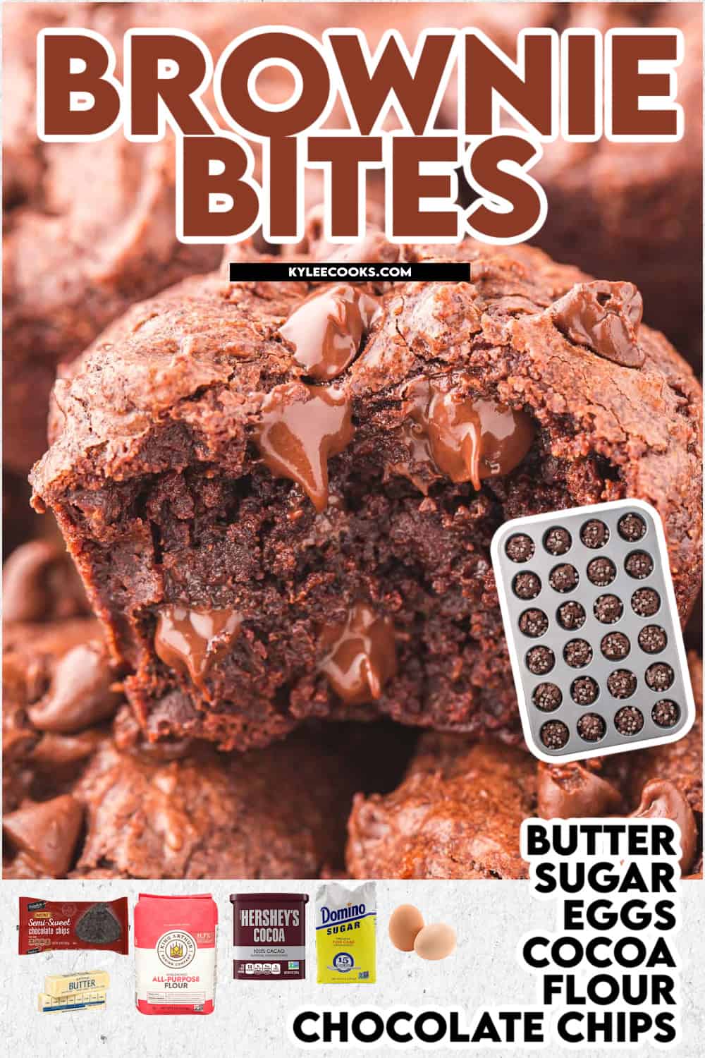 brownie bites with a bite taken out.