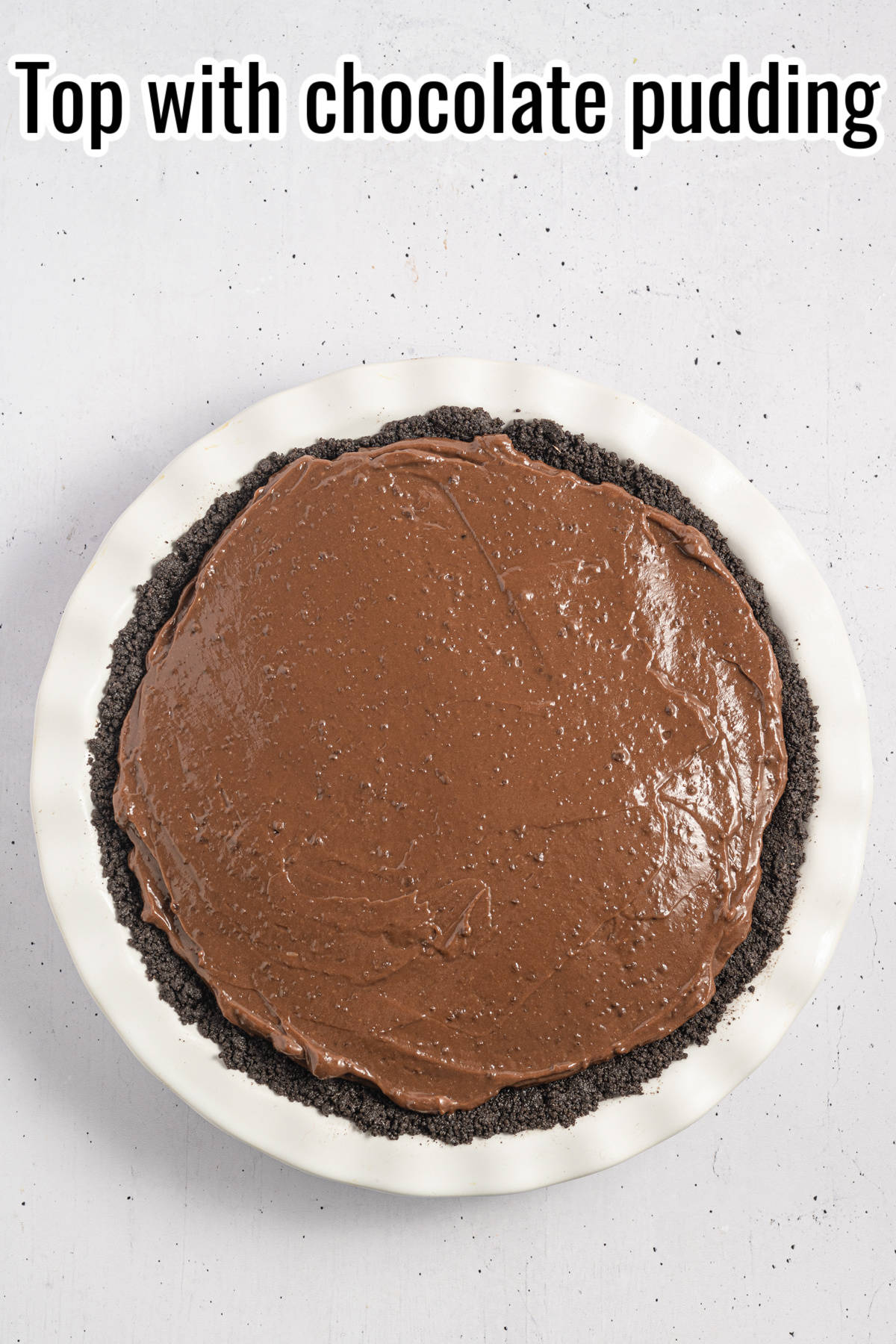chocolate pudding in a chocolate pie.