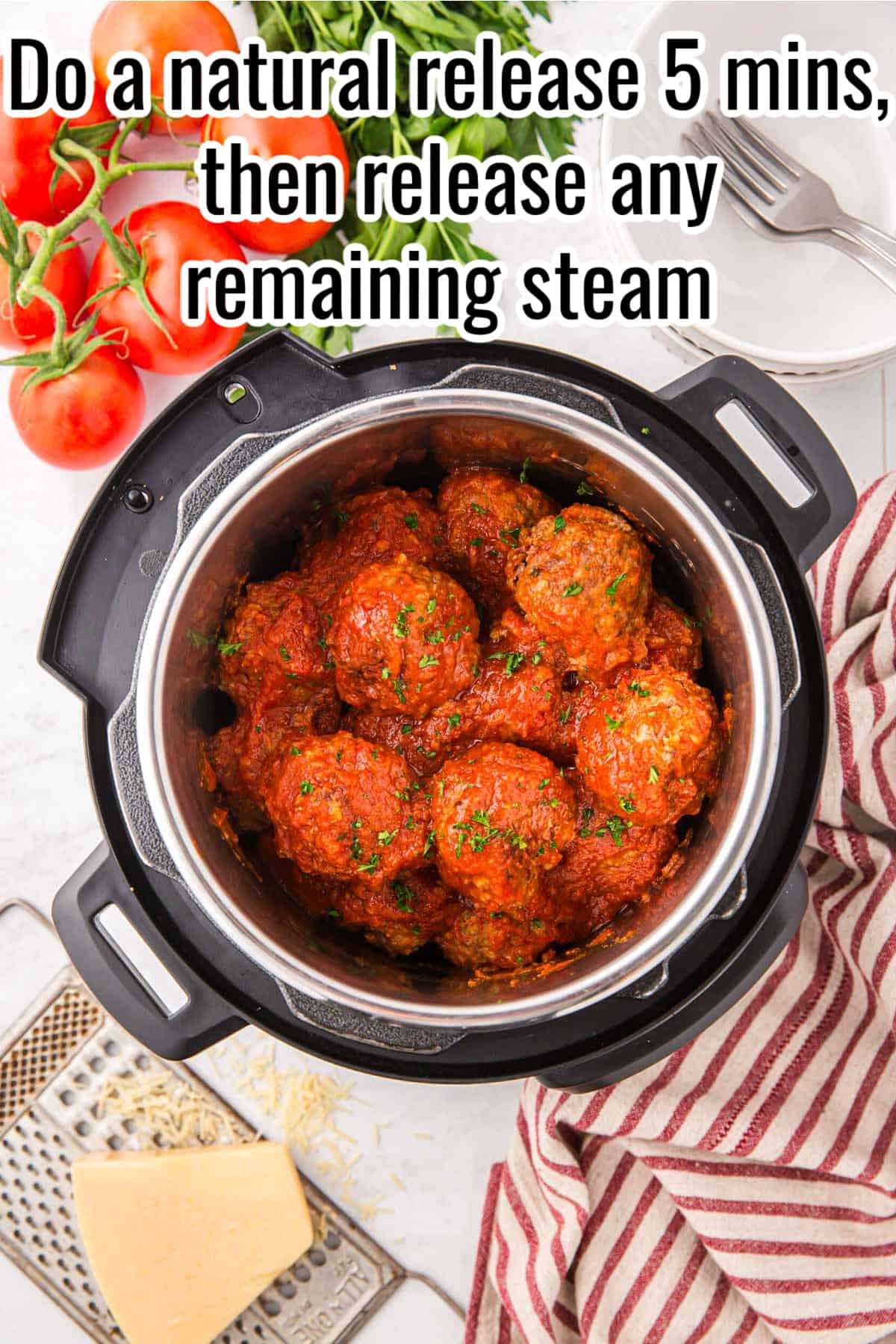 cooked meatballs in an instant pot.