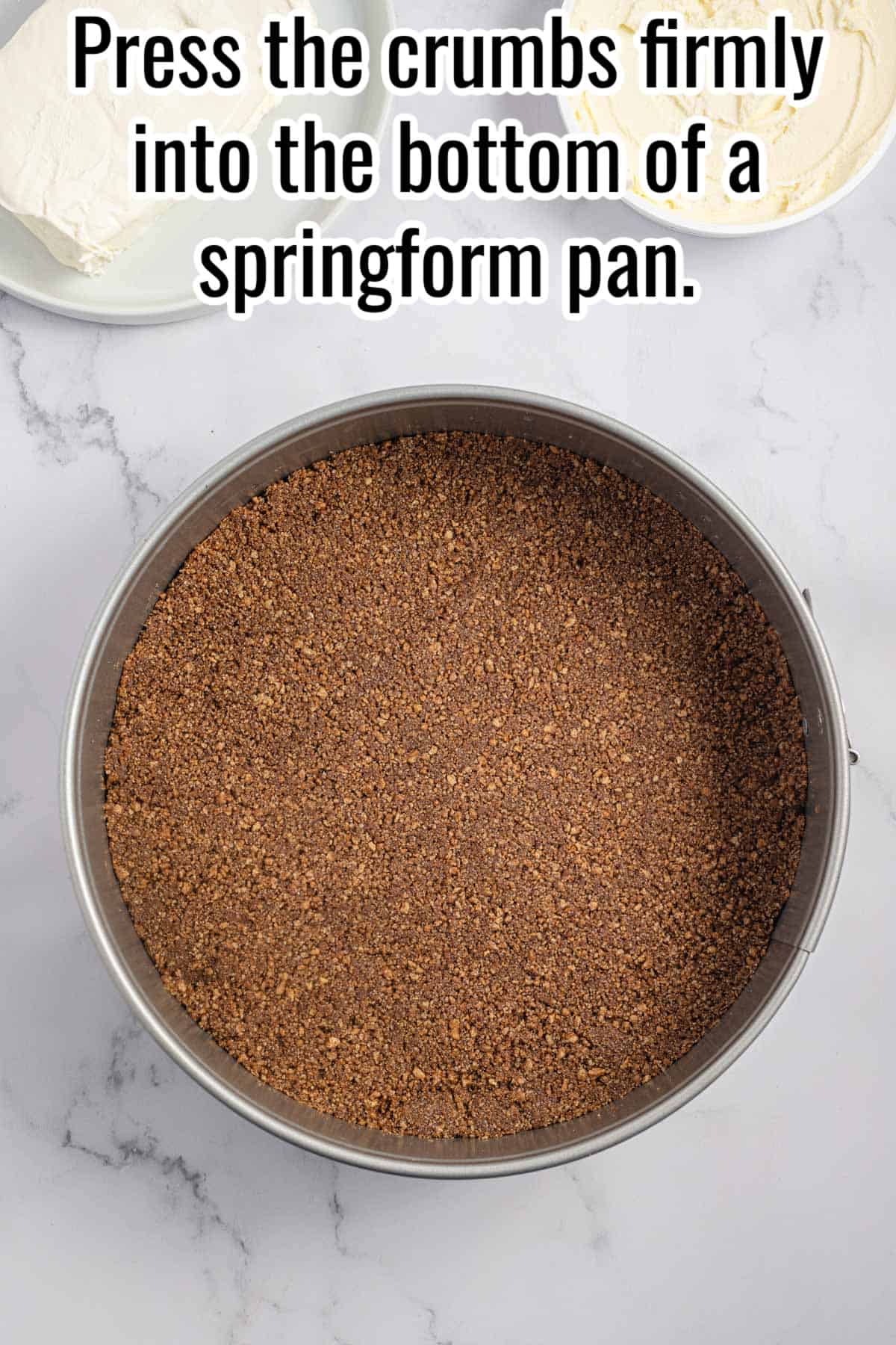 graham cracker crust pressed into a springform pan.