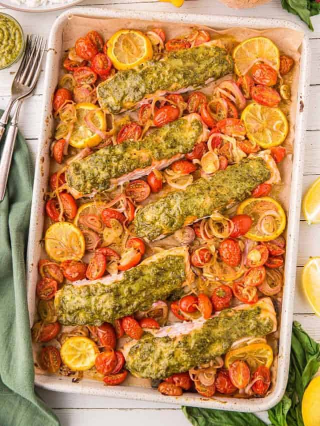 Baked Pesto Salmon – Healthy Dinner Recipe